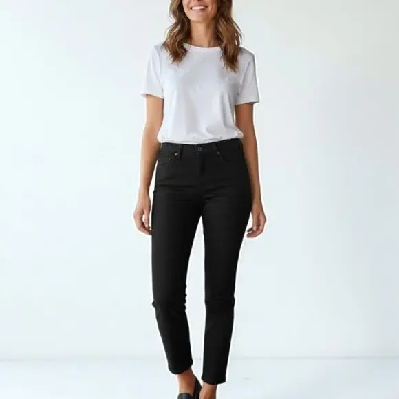 AG Adriano Goldschmied Prima Crop Cigarette Pants Black Size 29 NWT - Picture 4 of 12